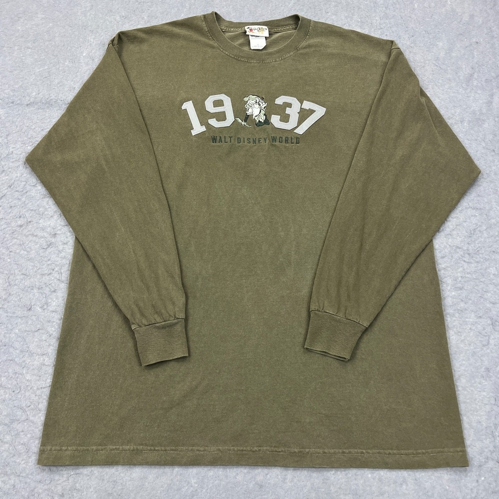VTG Grumpy 1937 Shirt XL Green Snow White Walt Disney World Long Sleeve USA Made